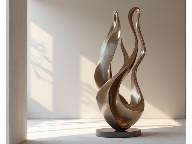 모던하고 추상적인 금속 조각 작품 이미지
